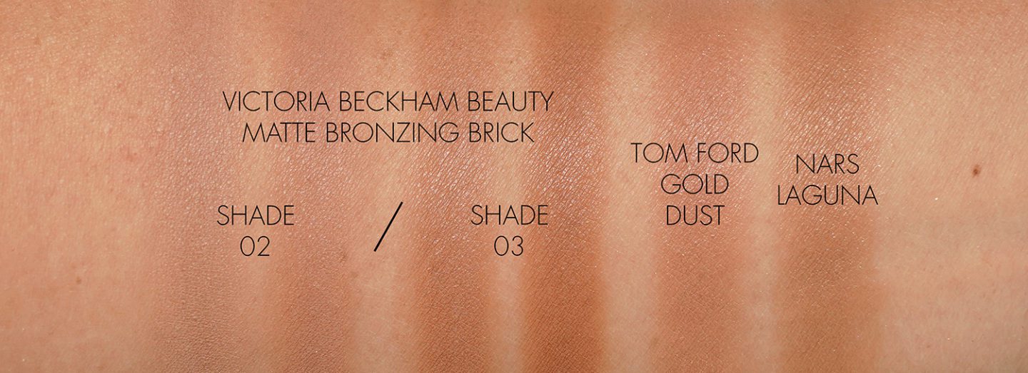 Victoria Beckham Matte Bronzing Brick swatches 02 and 03