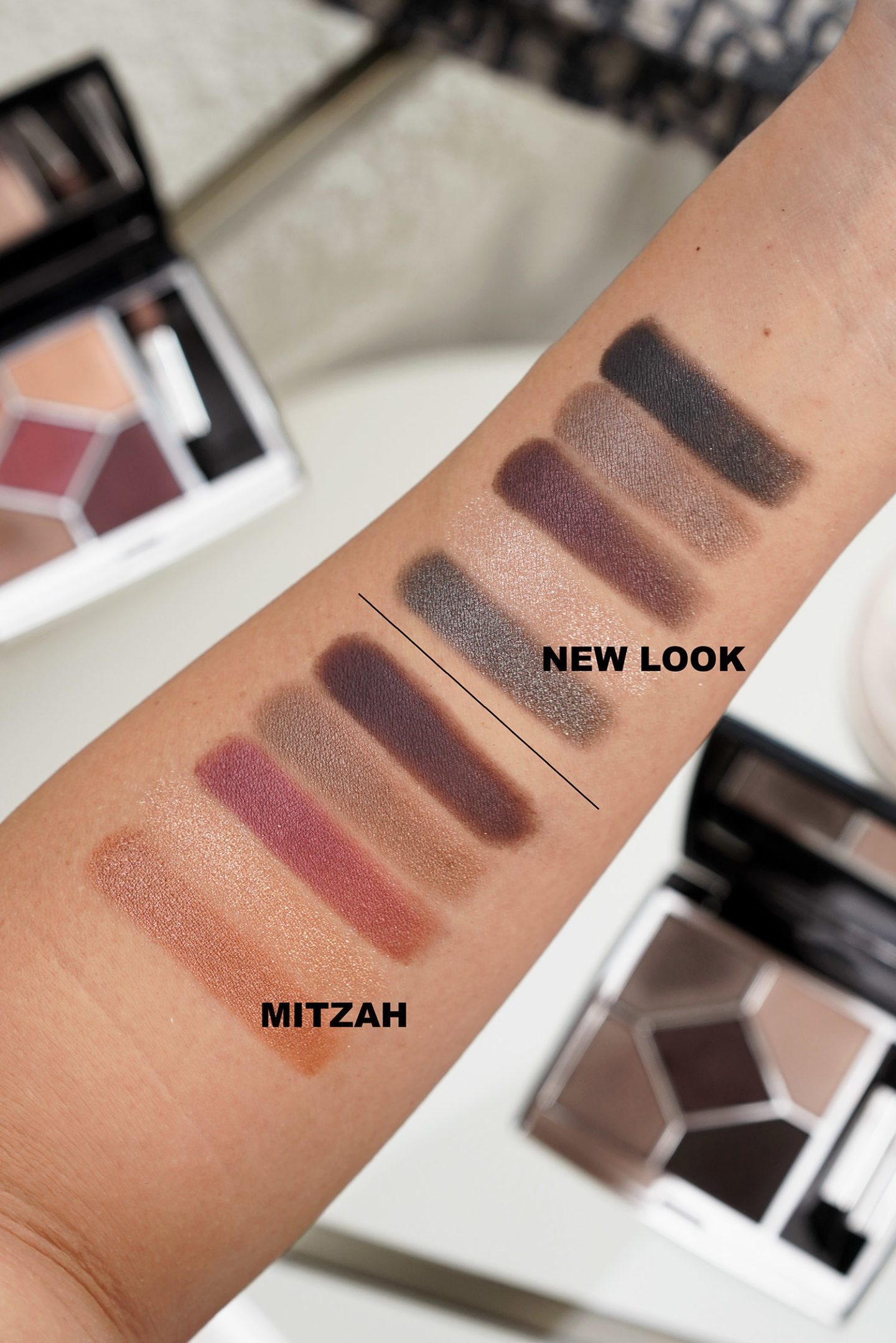 Dior 5 Couleurs Couture Eyeshadow swatches Mitzah and New Look