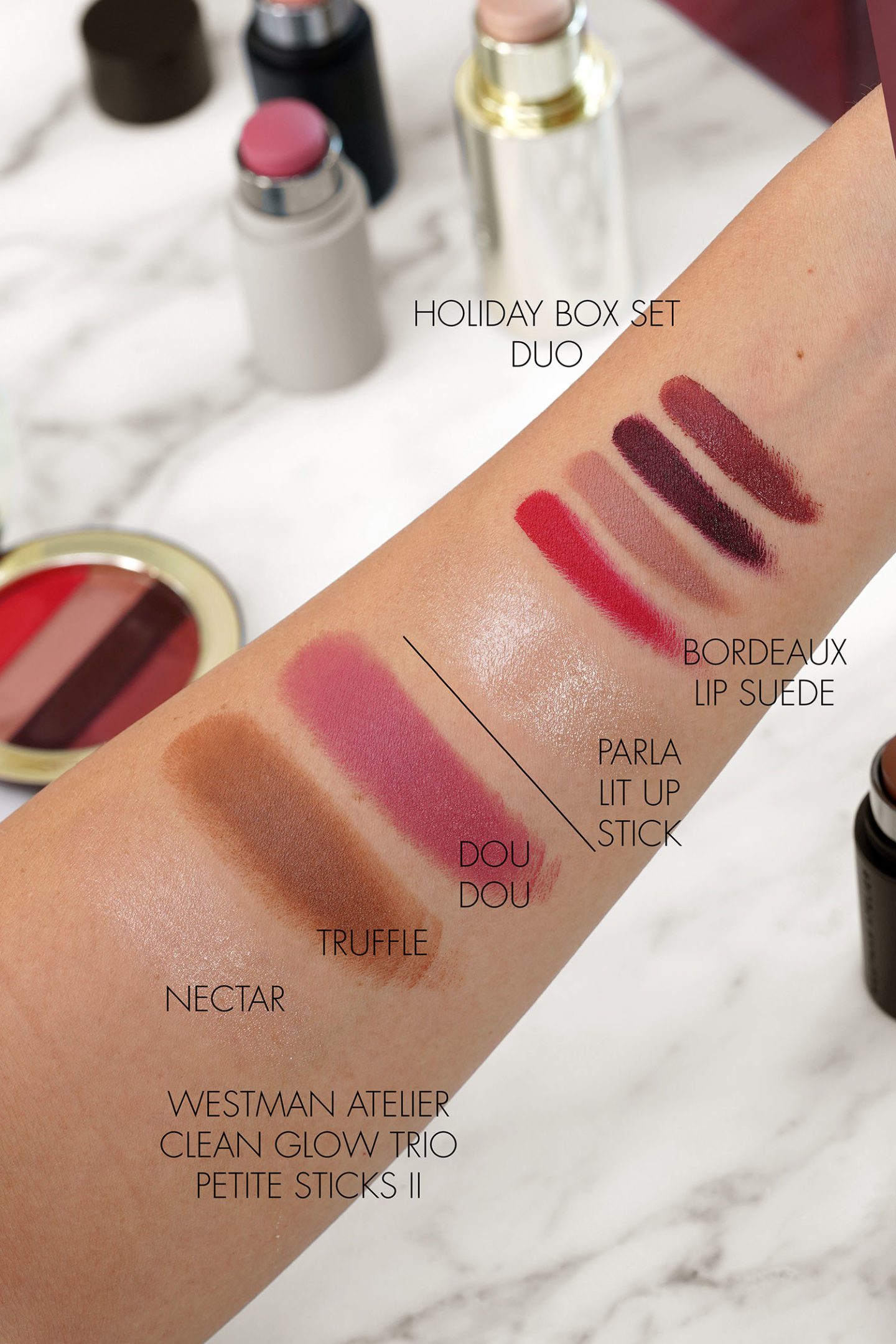 Westman Atelier Holiday Set swatches