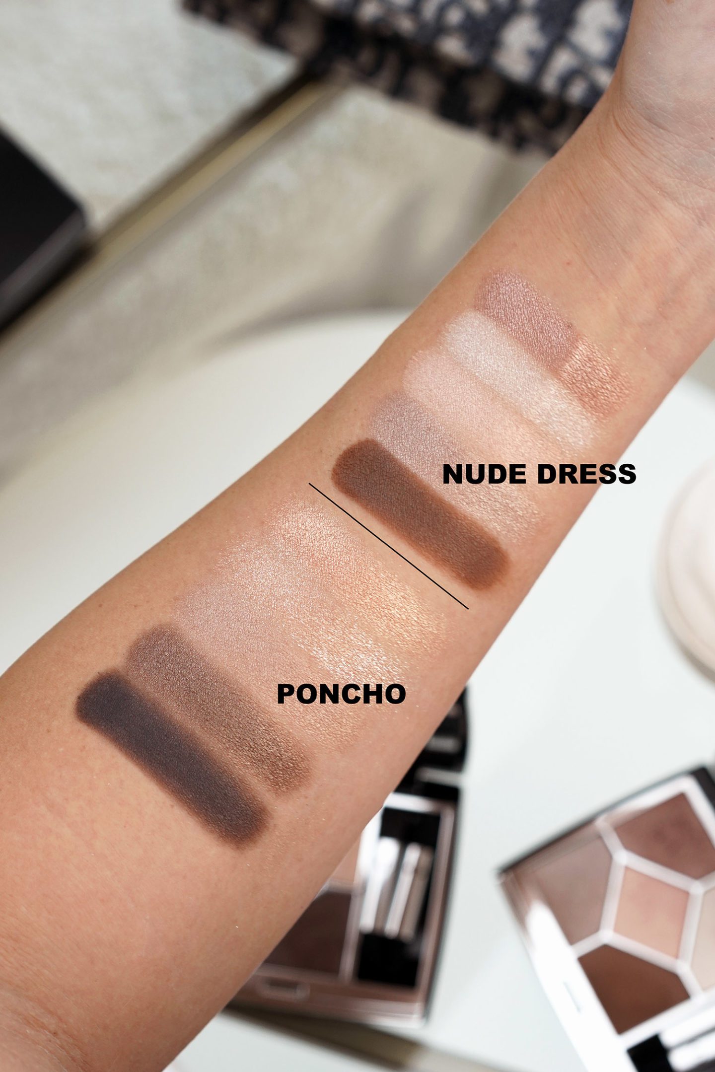 Dior 5 Couleurs Couture Eyeshadow swatches Nude Dress and Poncho