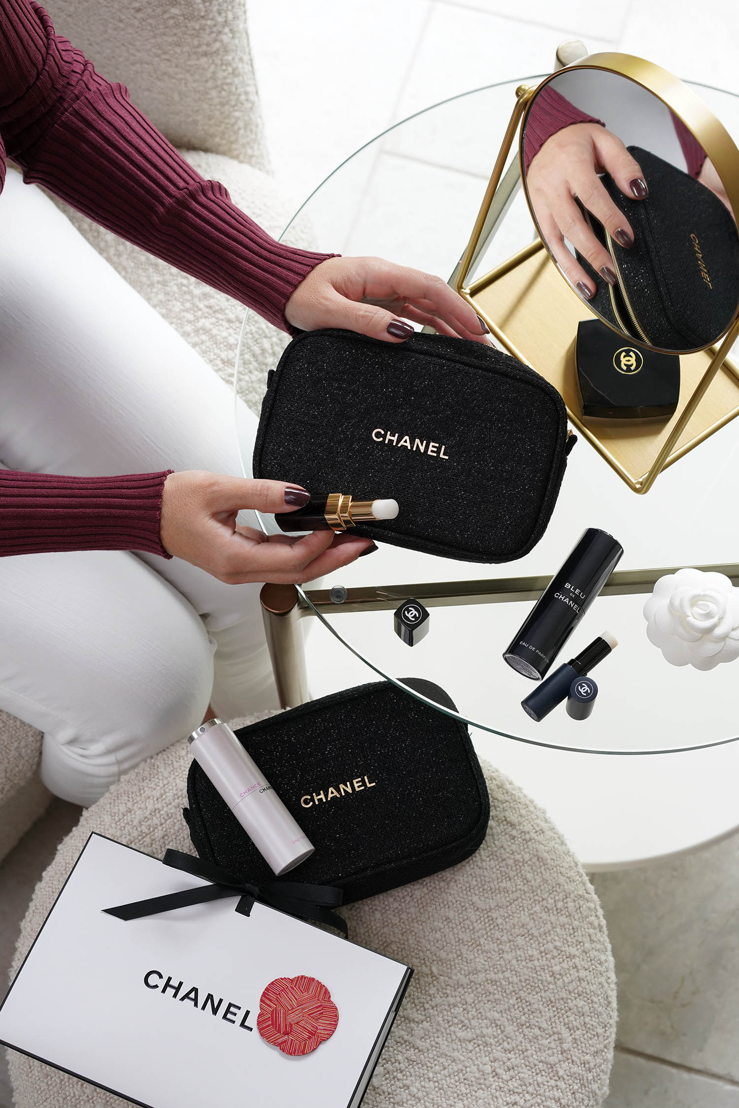 chanel makeup travel kit bag