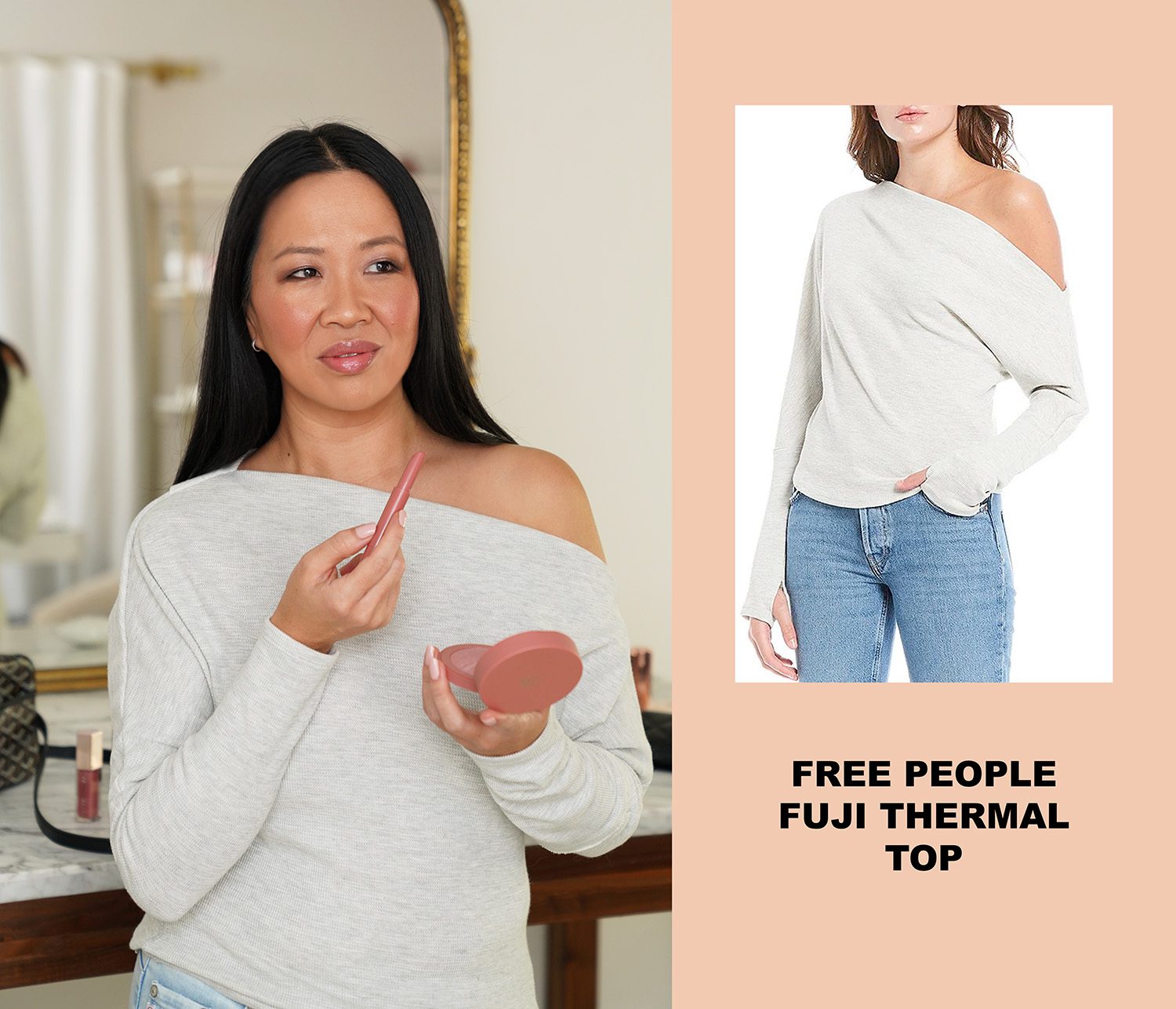 Off the outlet shoulder thermal top