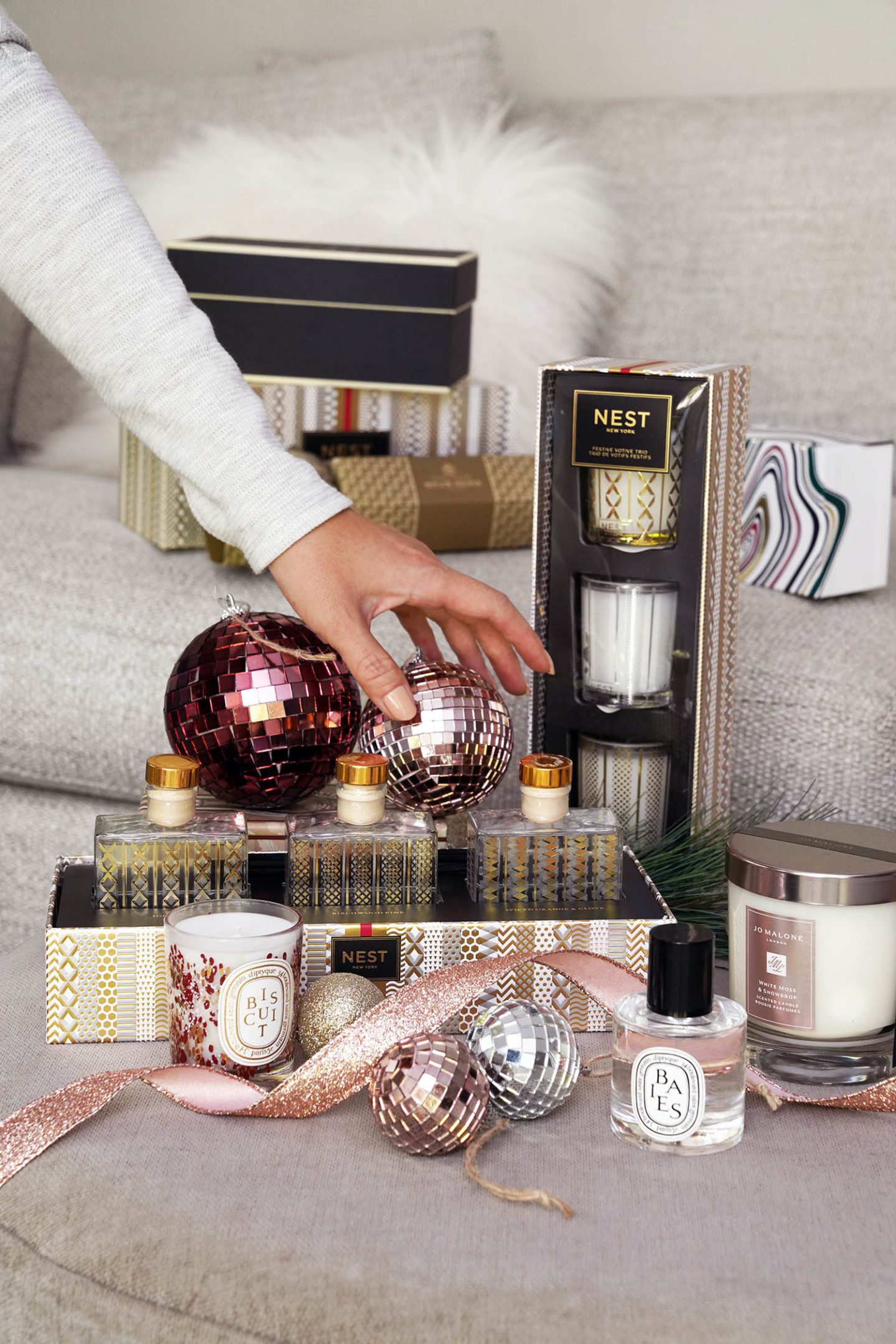 Holiday Gift Ideas for the Hostess + Home Nest, Diptyque, Jo Malone