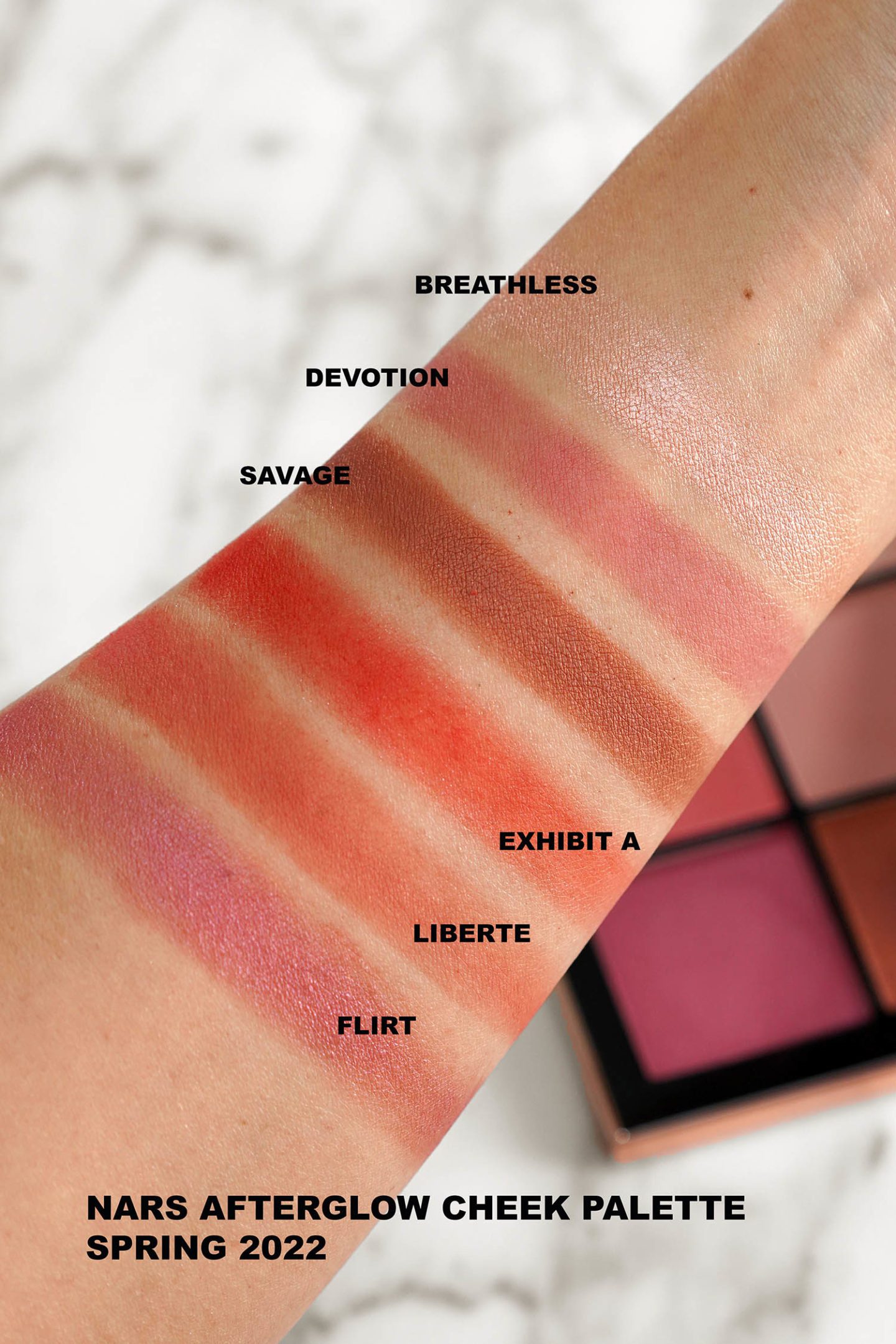 NARS Afterglow Blush Palette swatches