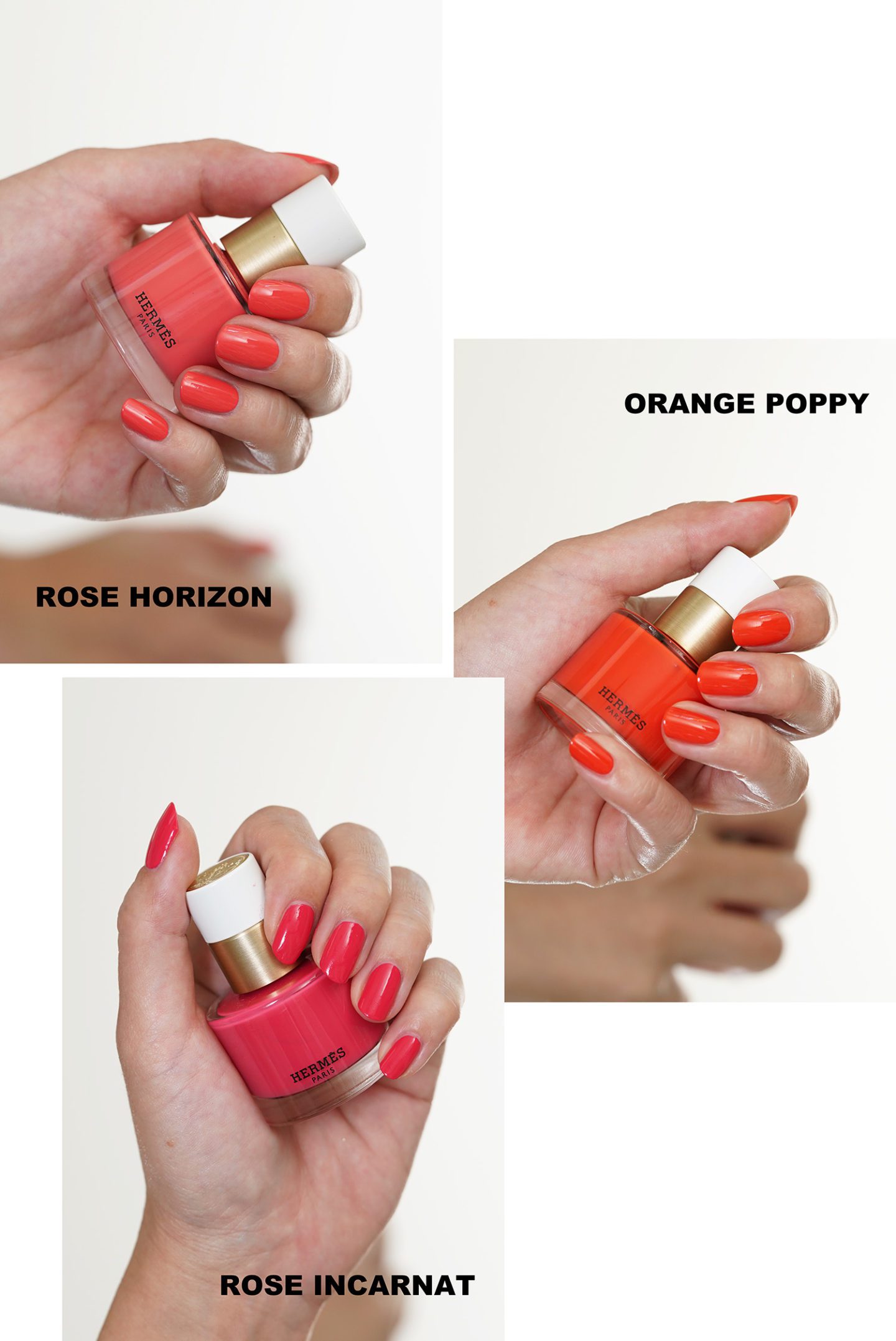 Hermes Nail Polish Rose Horizon, Orange Poppy and Rose Incarnat