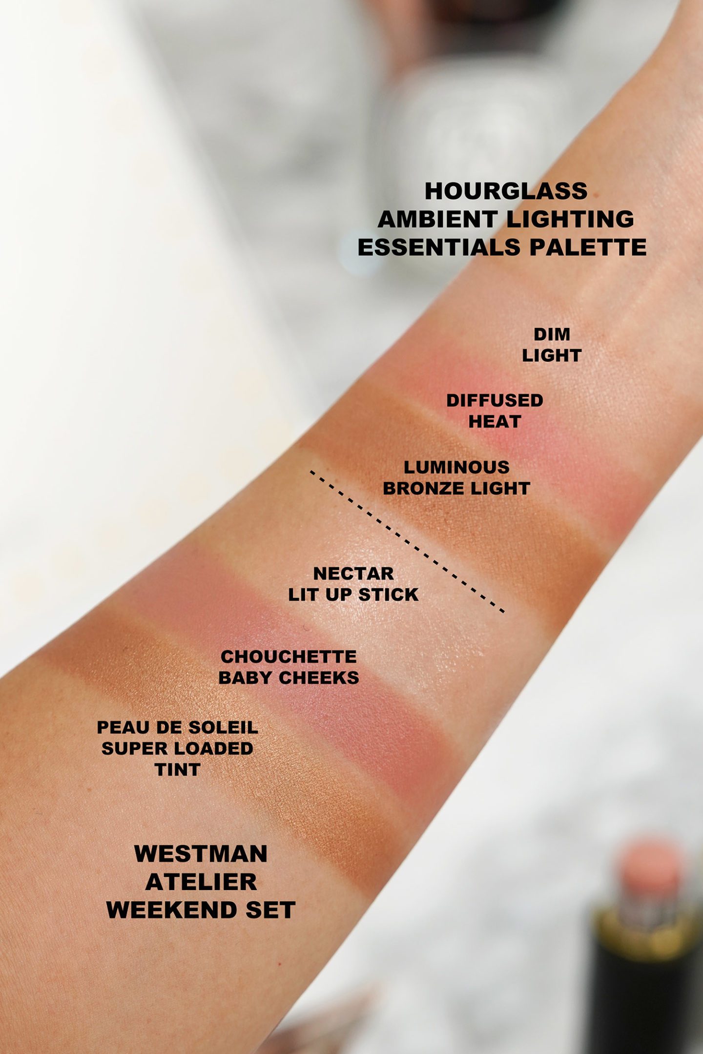 Hourglass and Westman Atelier swatches