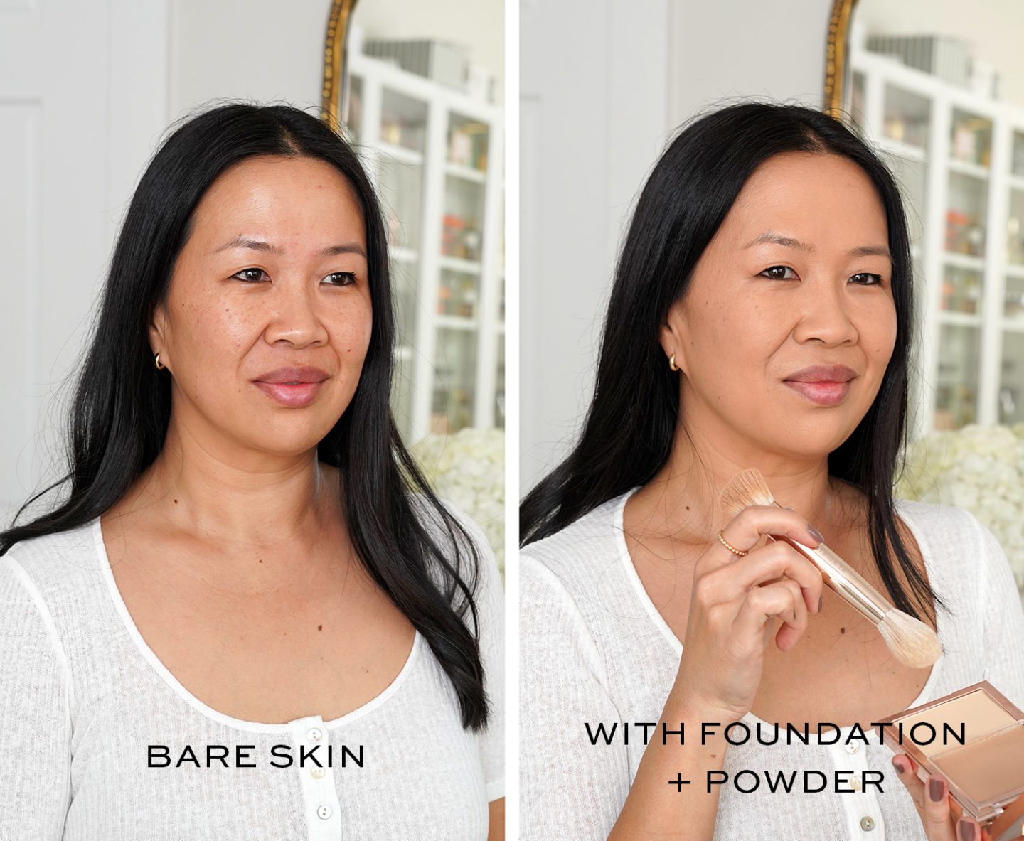 Patrick Ta Major Skin Creme Foundation and Finishing Powder Duo Before and After