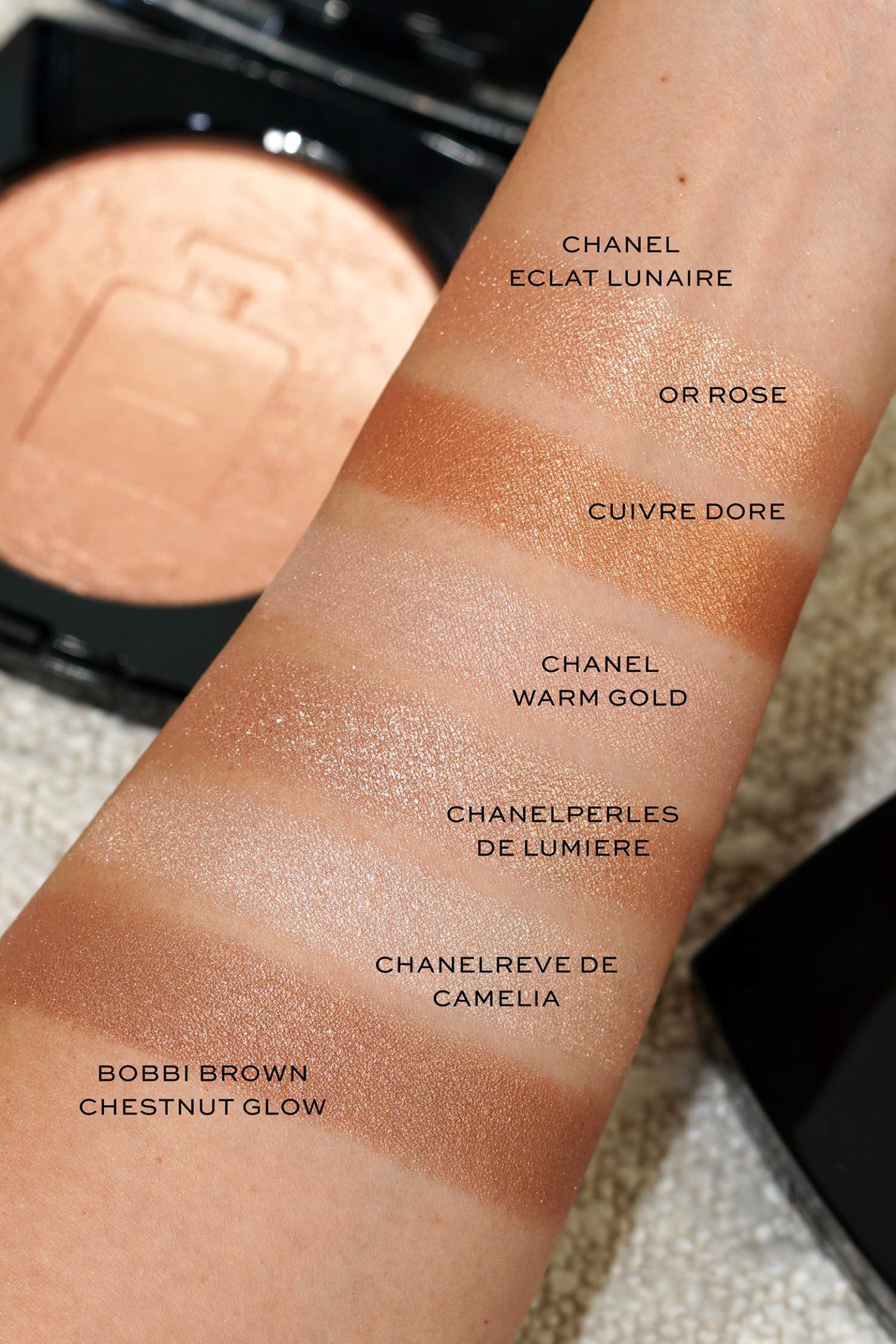 Chanel Holiday Highlighter swatches