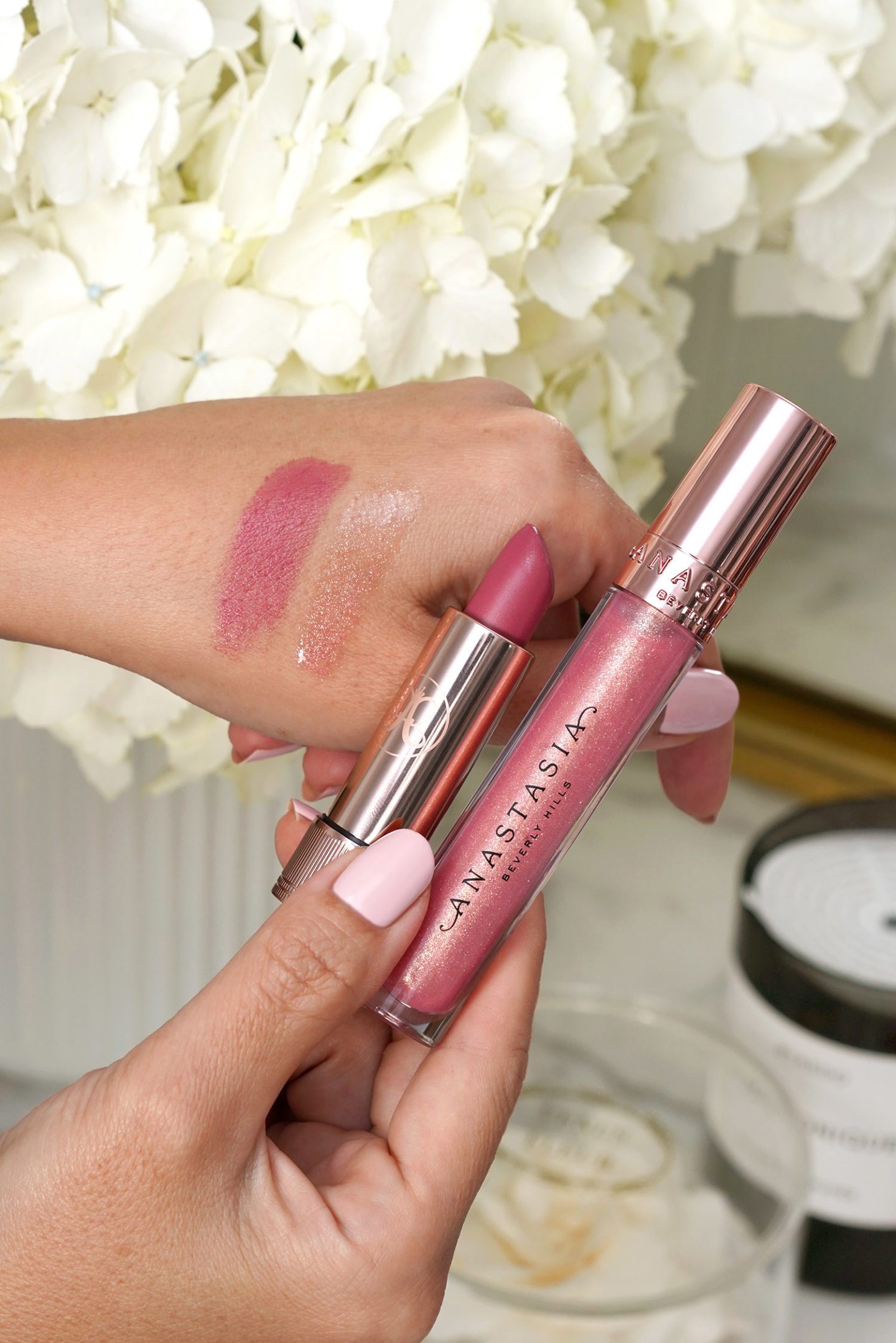 Anastasia Beverly Hills Lipstick Rose Dream and Lip Gloss Peachy