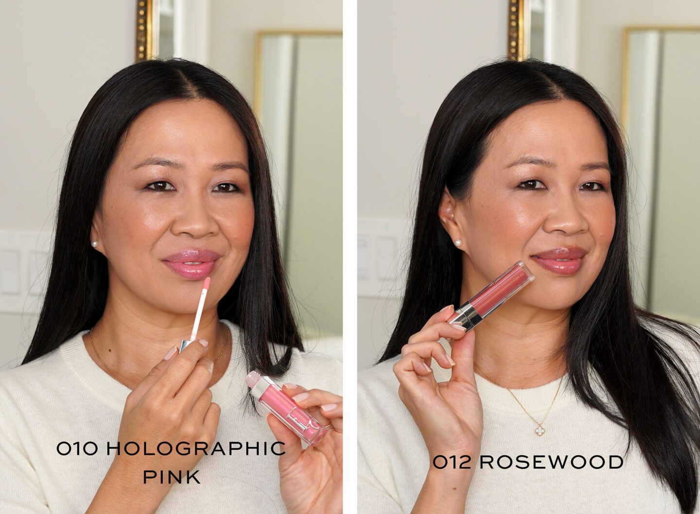 Dior Addict Lip Maximizer in 010 Holographic Pink and 012 Rosewood
