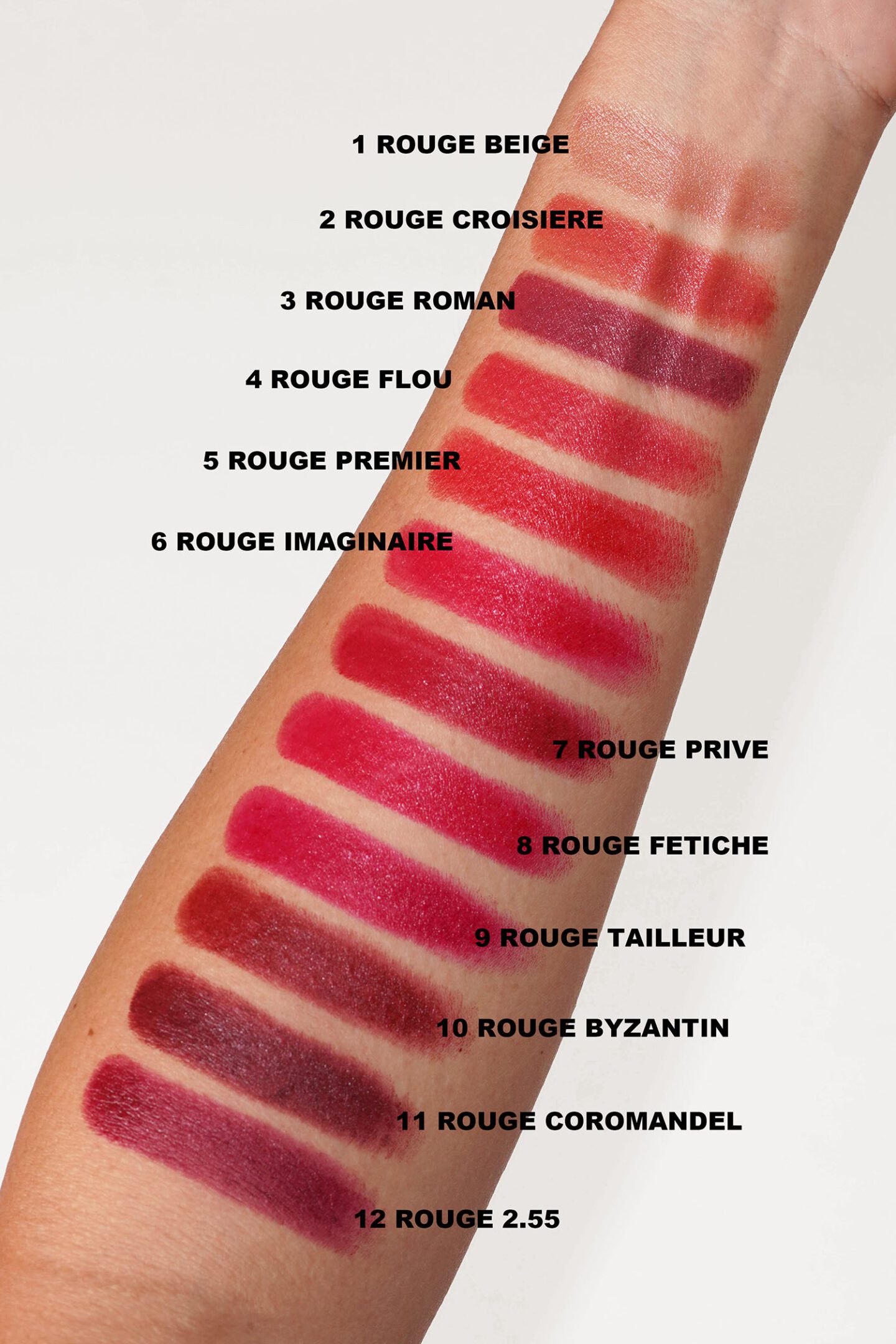 Chanel 31 Le Rouge Satin Lipstick swatches