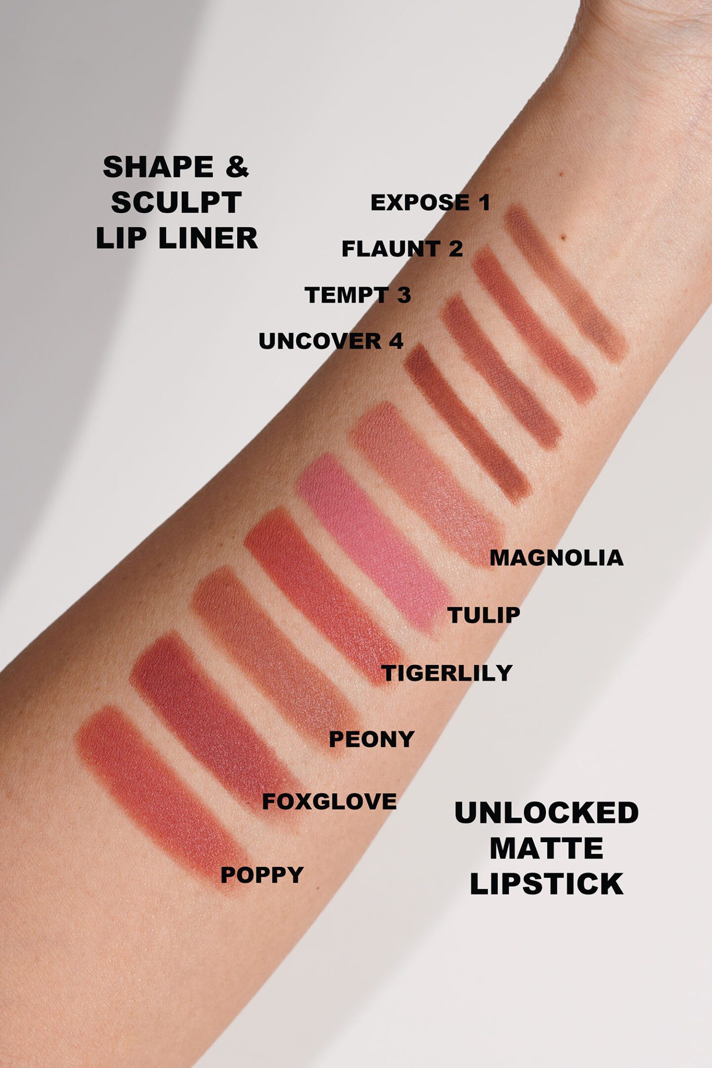 New Hourglass Unlocked Soft Matte Lipstick and Lip Liner swatches review