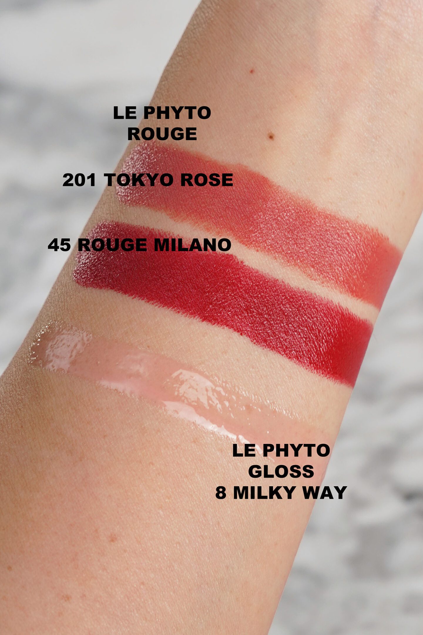 Sisley Le Phyto Rouge 201 Rose Tokyo and 45 Rouge Milano
