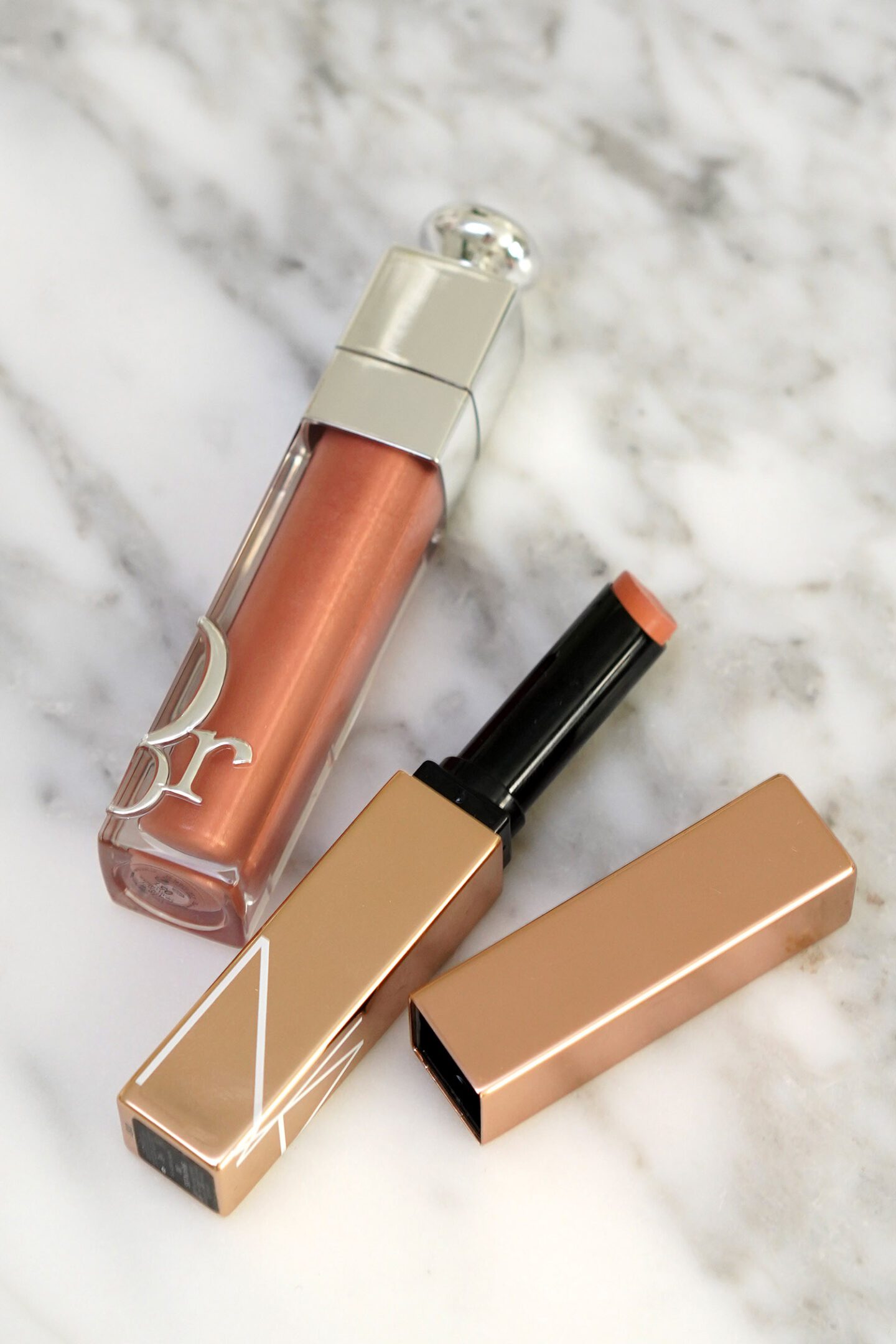 Dior Addict Lip Maximizer in Nude and NARS Afterglow Sensual Shine Breathless