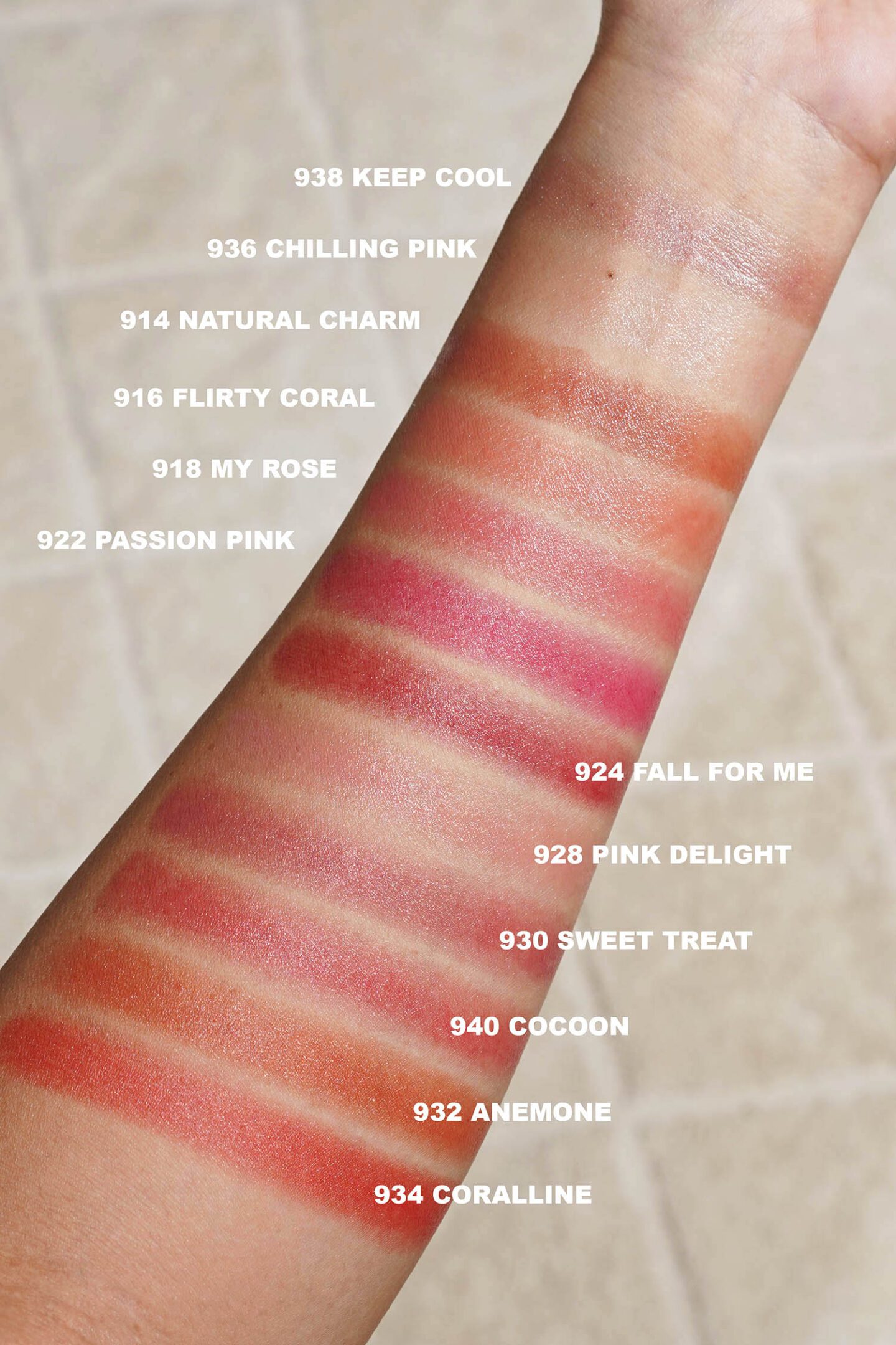 Chanel Rouge Coco Baume swatches