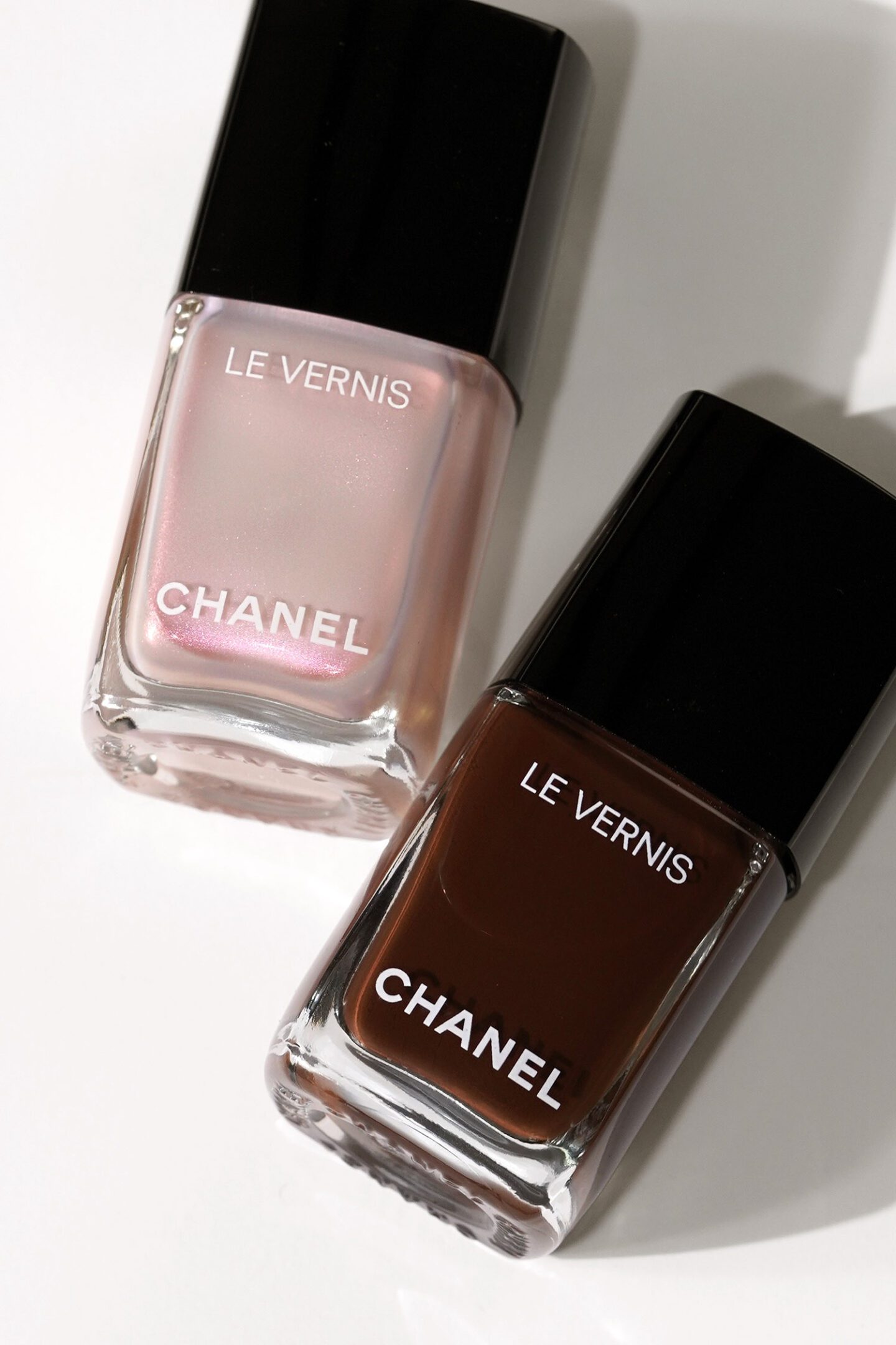 Chanel Le Vernis Songe D’Ete (opal pink shimmer) and Faun (pretty cream brown)