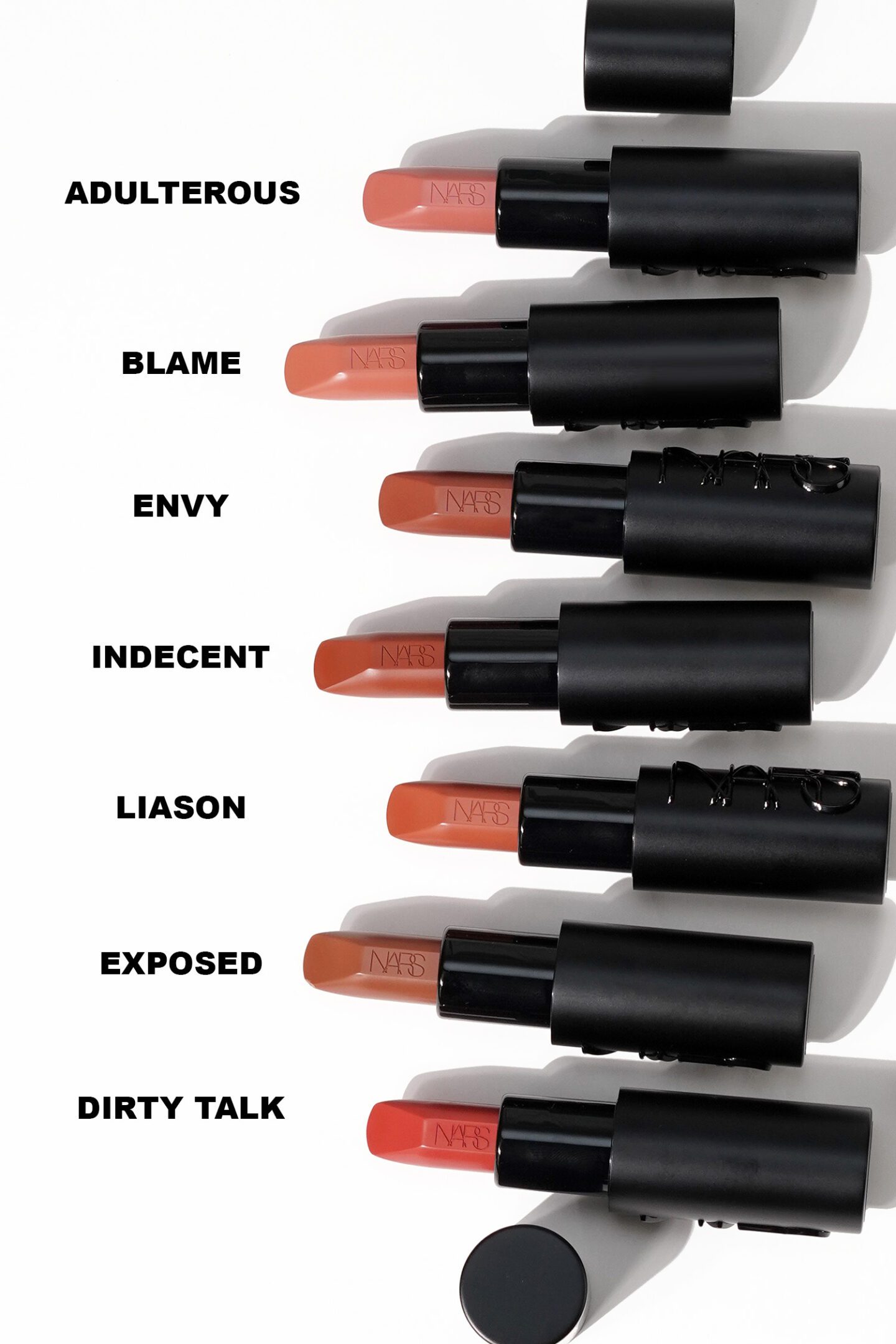 NARS Explicit Lipstick Review and Swatches via The Beauty Lookbook neutral shades