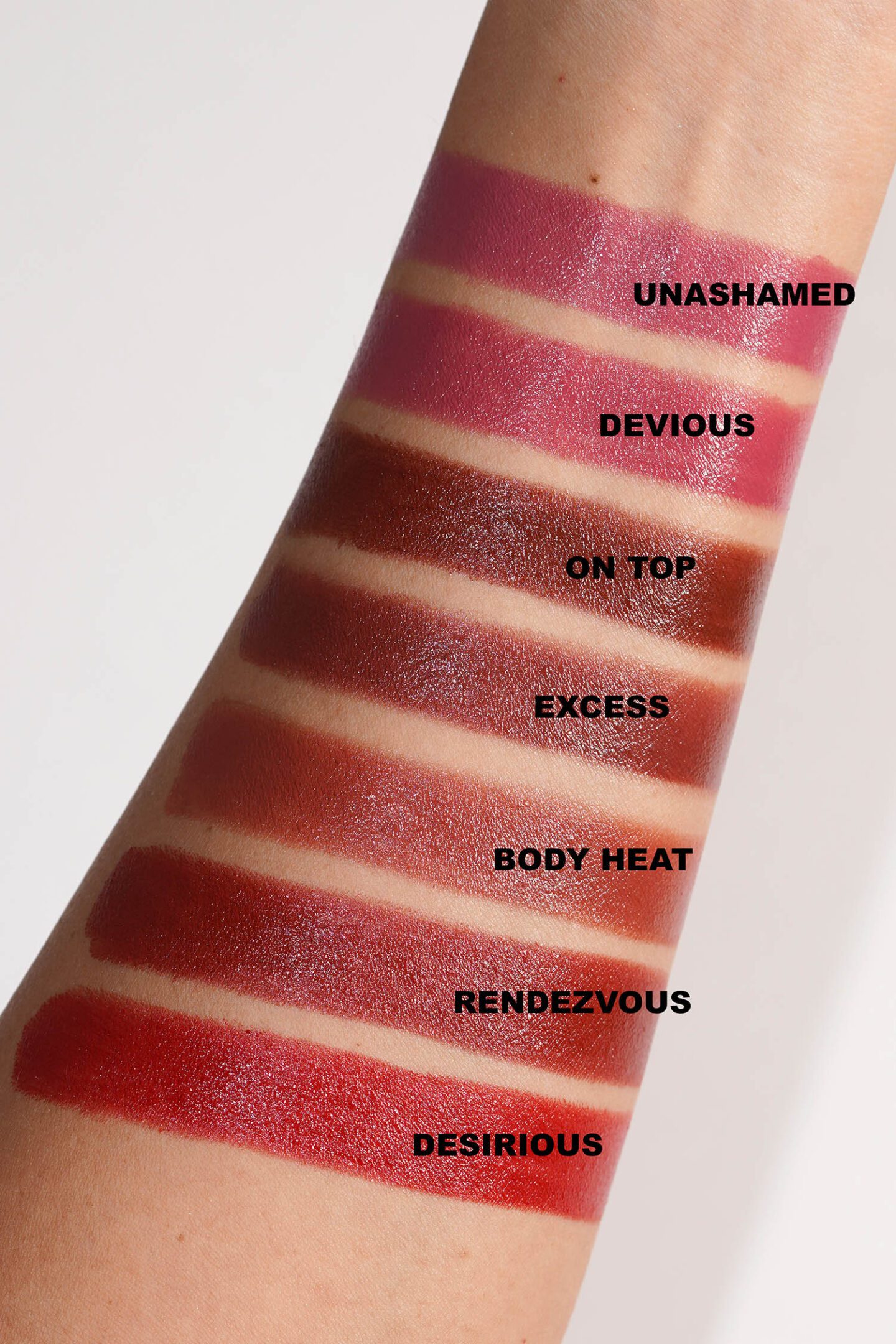 NARS Explicit Lipstick Review and Swatches via The Beauty Lookbook bold shades