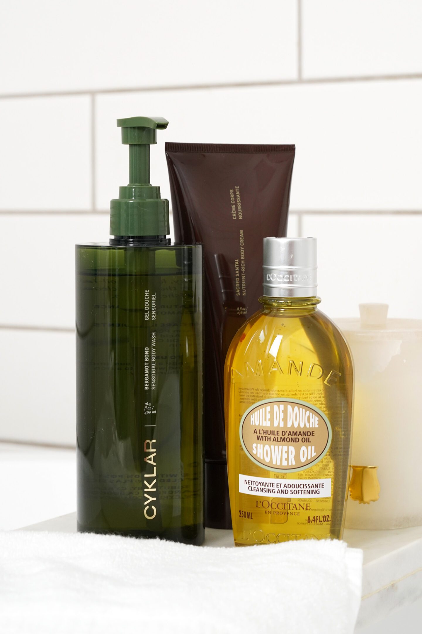 Cyklar Body Bergamot Bond Wash and L'occitane Almond Shower Oil