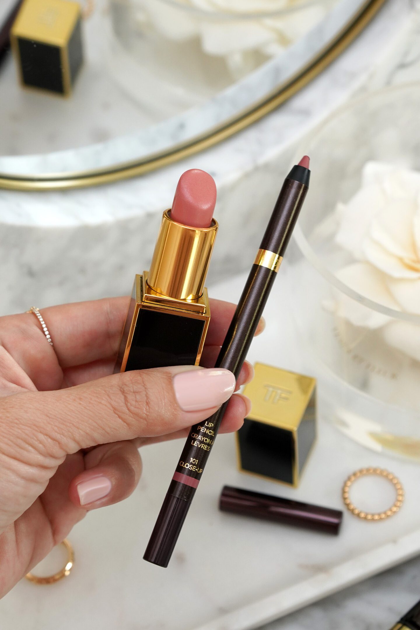 Tom Ford Lip Color Spanish Pink and Lip Pencil in Close-Up