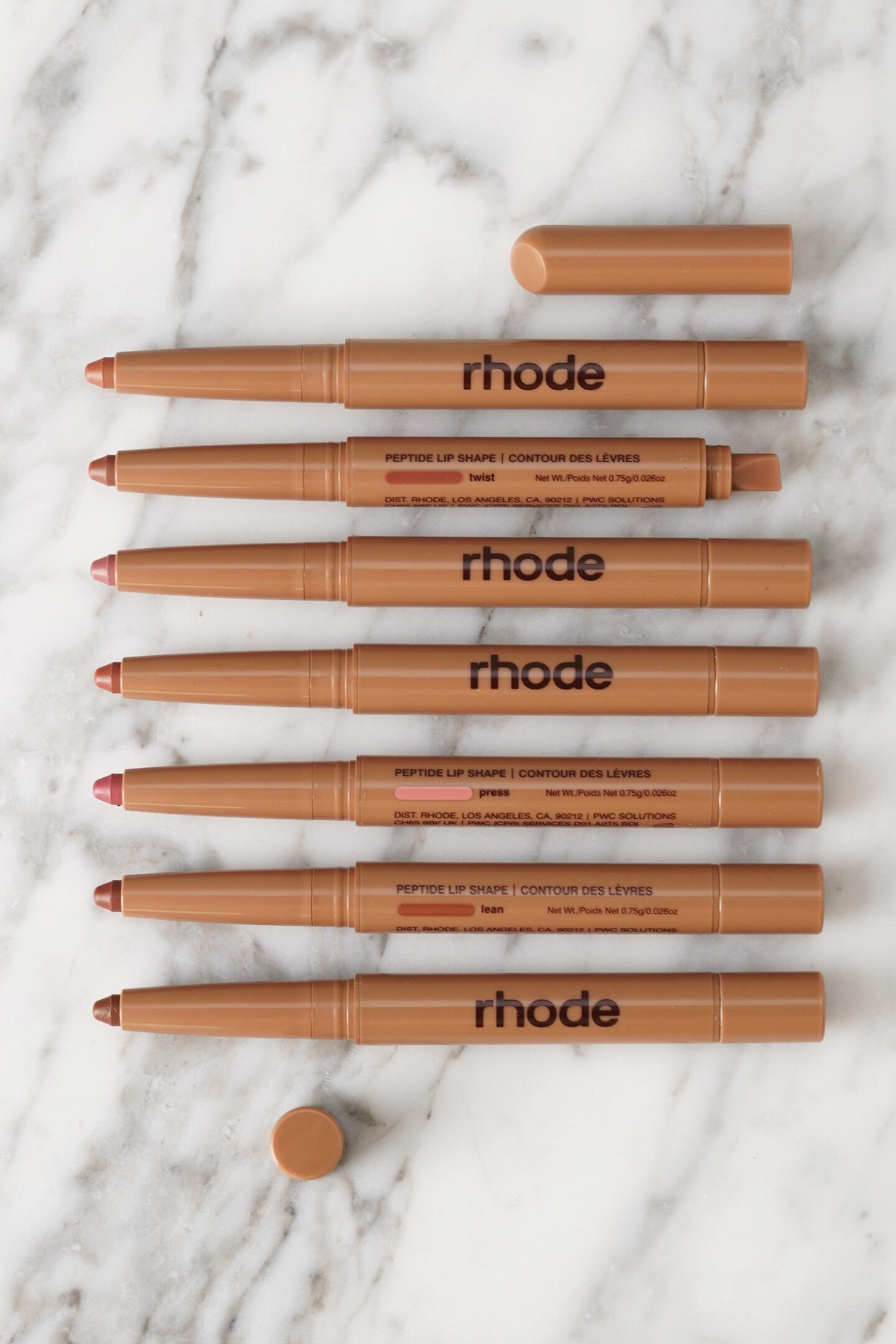 Rhode Peptide Lip Shape swatches