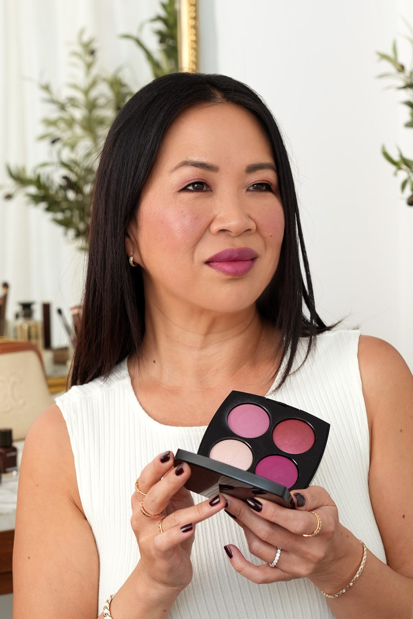 Chanel Spring 2026 Rouge Noir Confidence Eyeshadow and Blush Palette makeup look