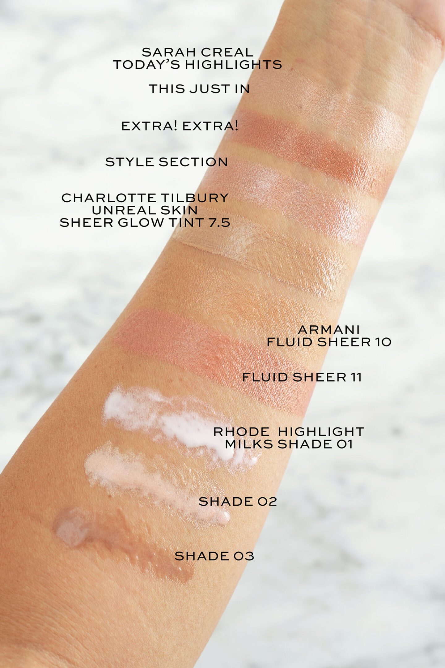 Glowy Skin Essentials swatches
