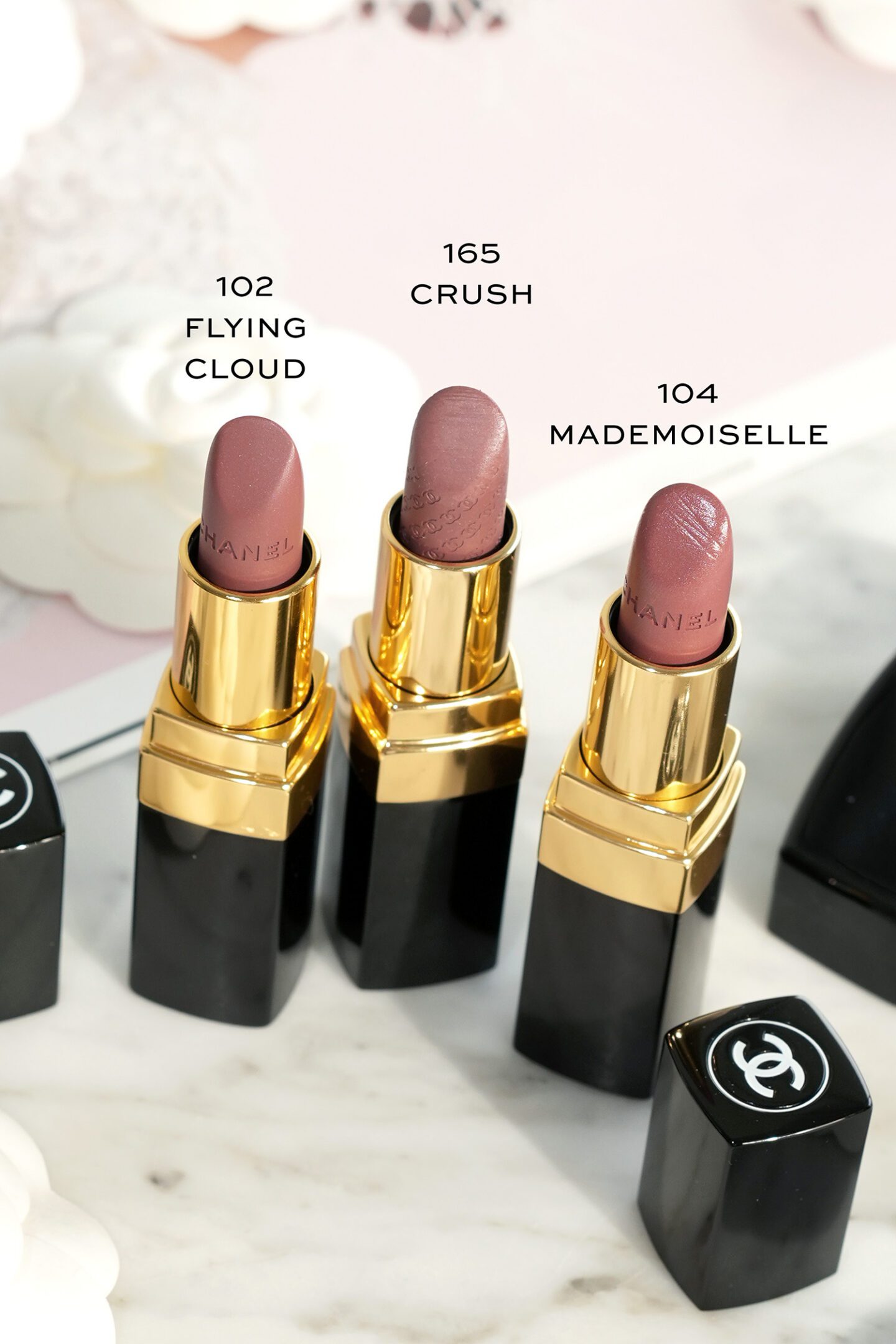Chanel Rouge Coco Lipstick Flying Cloud, Crush and Mademoiselle