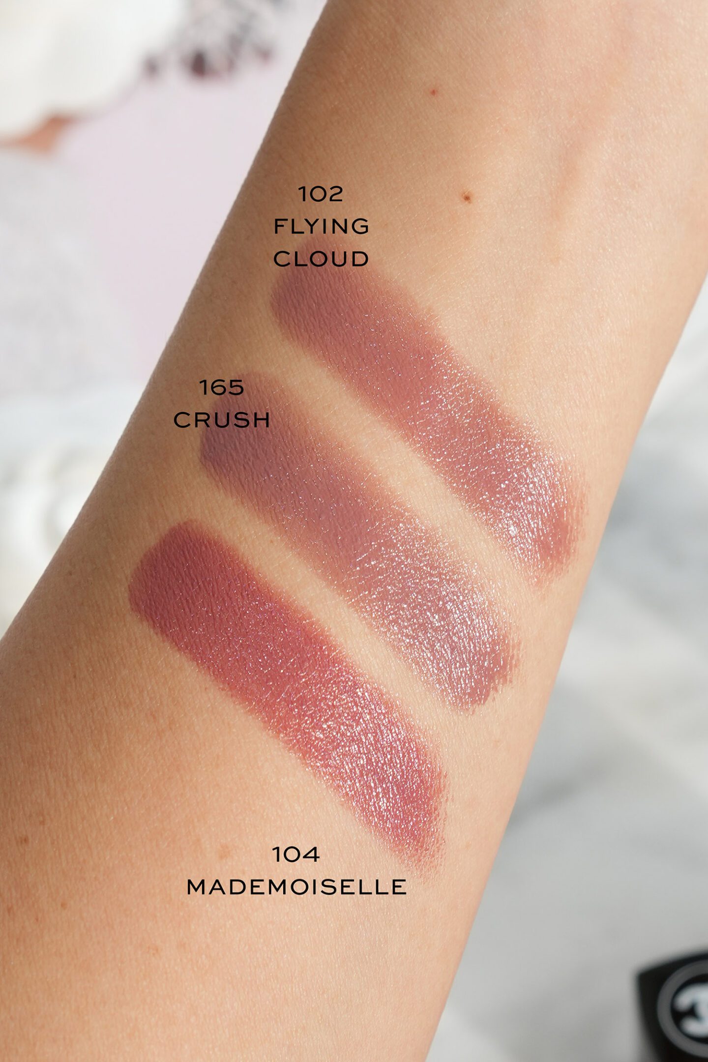 Chanel Rouge Coco Lipstick Flying Cloud, Crush and Mademoiselle